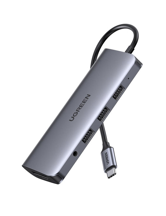 UGREEN USB-C To 3*USB 3.0 A+HDMI+VGA+RJ45 Gigabit+SD/TF+AUX3.5mm+PD Converter Gray with PD 80133 | Auzzi Store