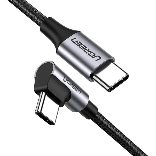 UGREEN USB-C to Angled USB 2.0 C M/M Round Cable Aluminum Shell Nickel Plating 2m (Gray Black) 50125 | Auzzi Store