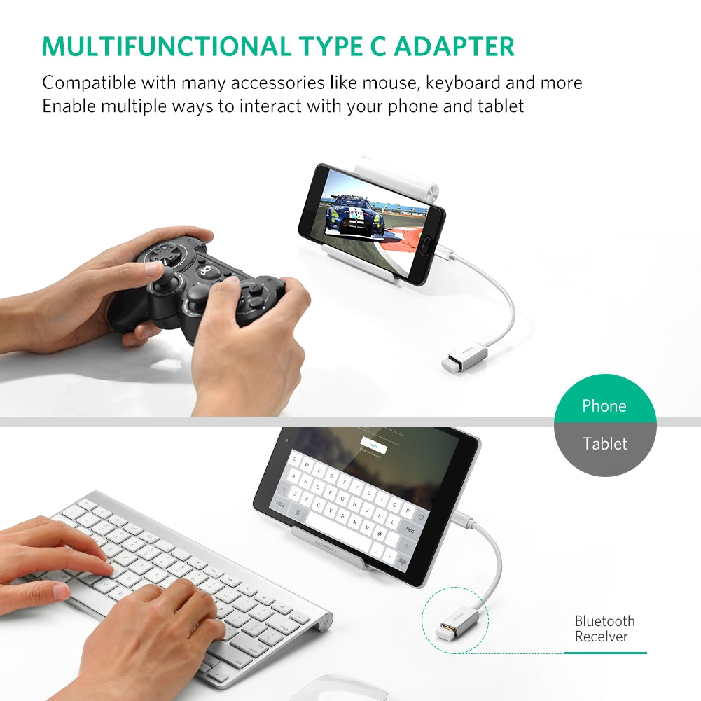 UGREEN USB Type-C Male to USB 3.0 Type A Female OTG Cable - White 15CM (30702) | Auzzi Store