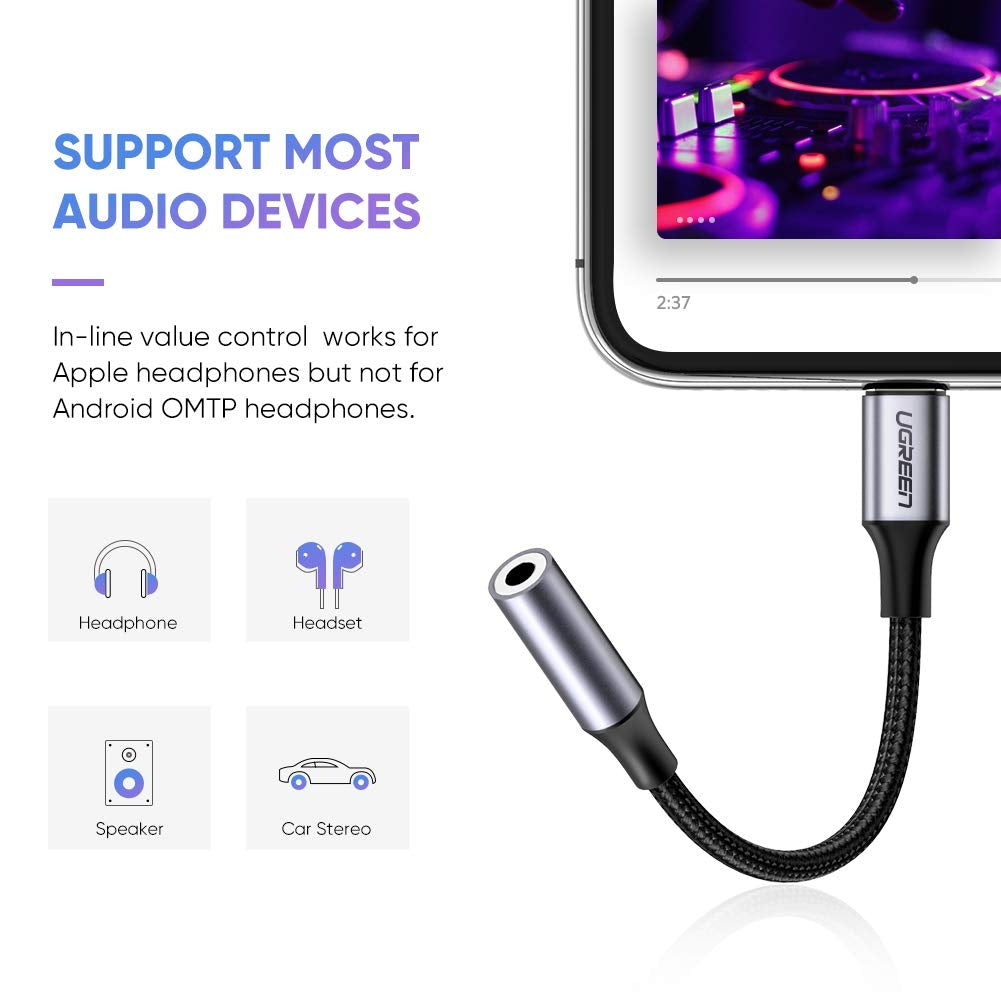 UGREEN iPhone to 3.5 Female Adaptor 30756 | Auzzi Store
