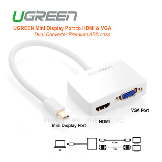 UGreen Mini Display Port to HDMI & VGA Dual Converter Premium ABS case (10427 ) | Auzzi Store