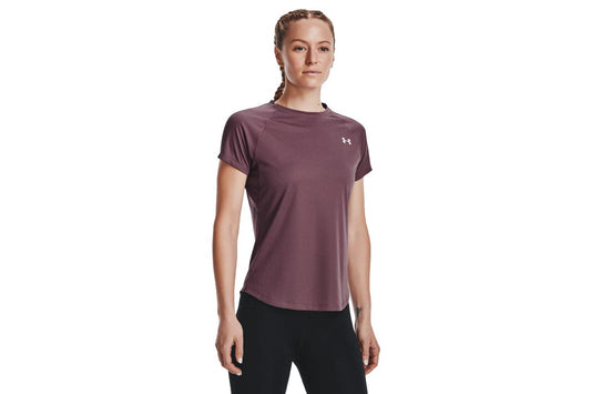 Under Armour Women's UA Speed Stride Short Sleeve T-Shirt (Ash Plum/Ash Plum/Reflective, Size XL)