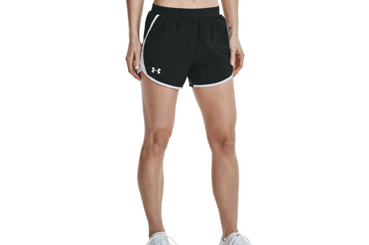 Under Armour Women's UA Fly By 2.0 Shorts (Black/White/Reflective, Size L)