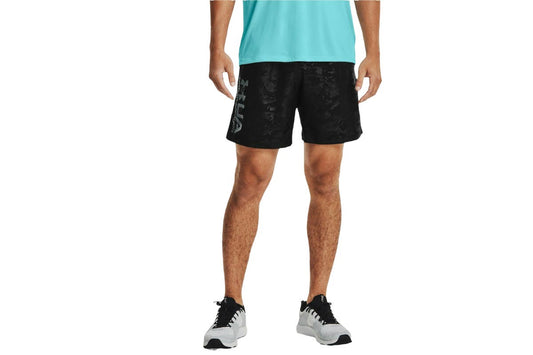 Under Armour Men's Woven Emboss Shorts (Black/White, Size XL)