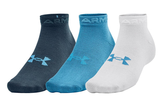 Under Armour Essential Low Cut 3 Pack Socks (Blue Note/Halo Grey/Radar Blue, Size M)