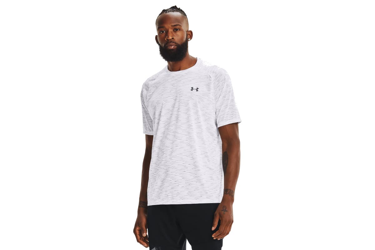 Under Armour Men's Tech 2.0 Dash Short Sleeve T-Shirt (White/Pitch Grey, Size XXL)