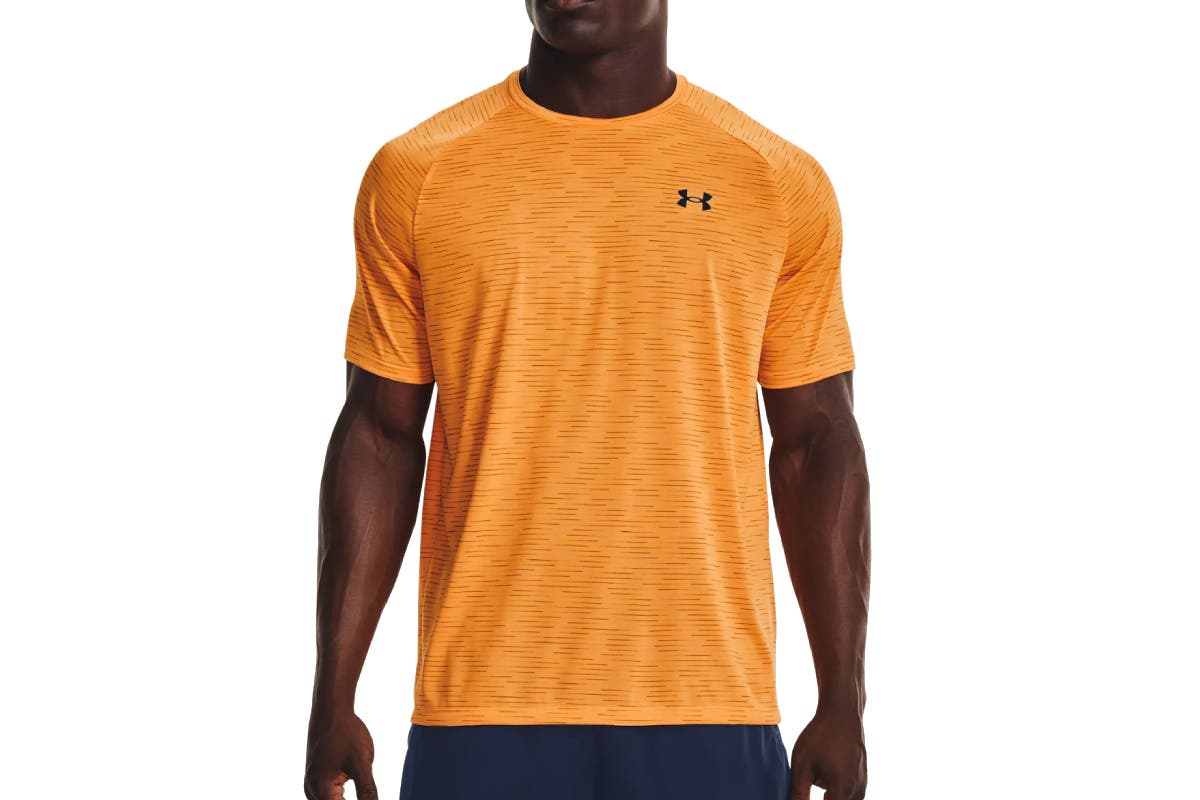 Under Armour Men's Tech 2.0 Dash Short Sleeve T-Shirt (Omega Orange/Black, Size XXL)