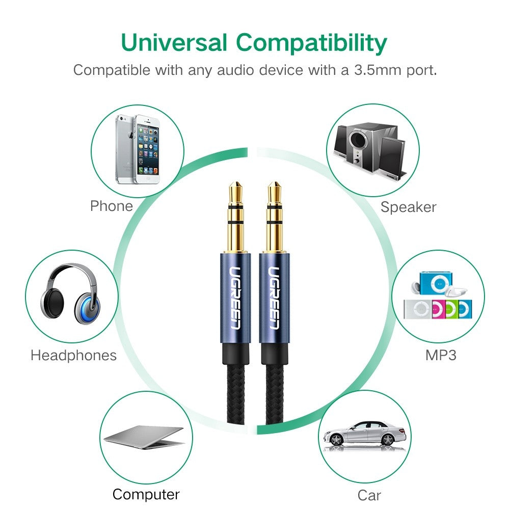 Ugreen 3.5mm male to 3.5mm male Audio cable white 2M 50368 | Auzzi Store