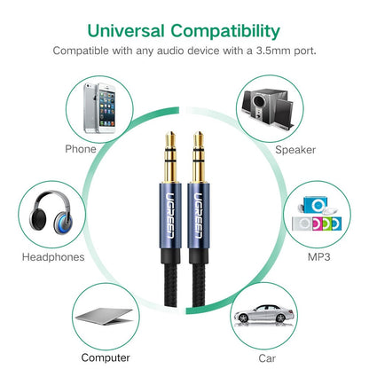 Ugreen 3.5mm male to 3.5mm male Audio cable white 2M 50368 | Auzzi Store