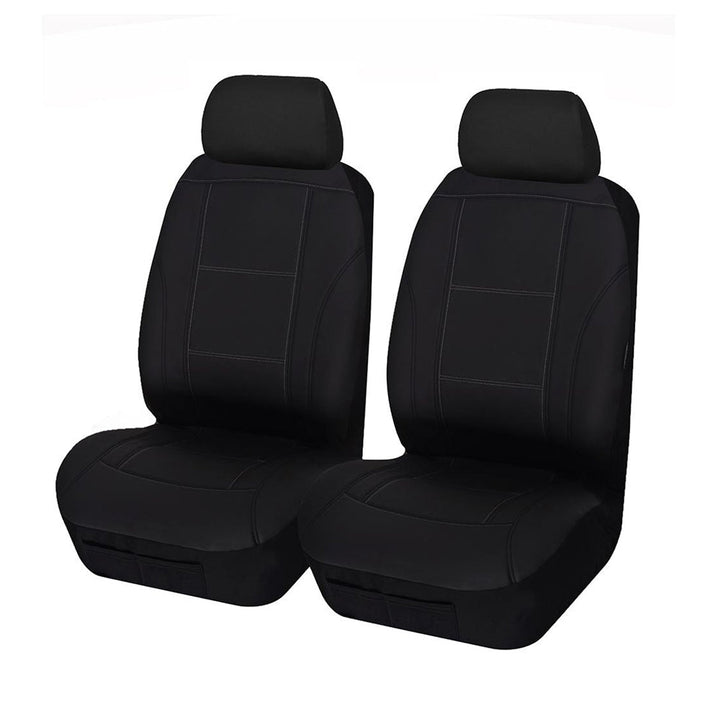 Universal Lavish Front Seat Covers Size 30/35 | Black/White Stitching | Auzzi Store