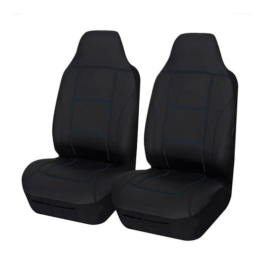 Universal Lavish Front Seat Covers Size 60/25 | Black/Blue Stitching | Auzzi Store