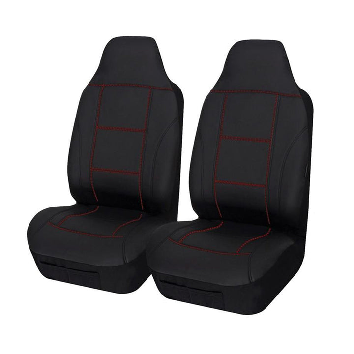Universal Lavish Front Seat Covers Size 60/25 | Black/Red Stitching | Auzzi Store