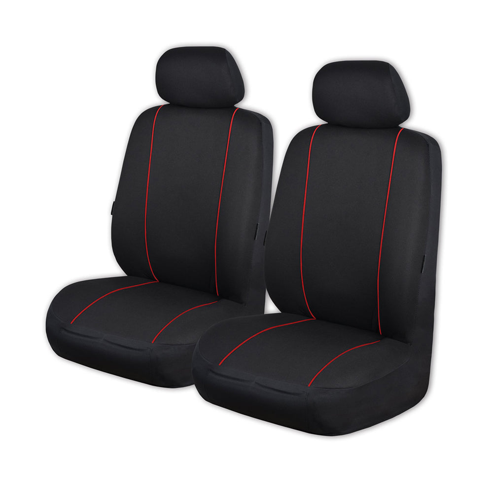 Universal Pinnacle Front Seat Covers Size 30/35 | Black/Red Piping | Auzzi Store