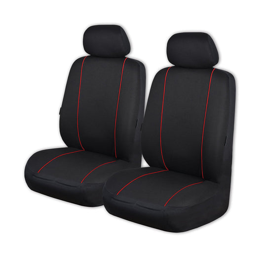 Universal Pinnacle Front Seat Covers Size 30/35 | Black/Red Piping | Auzzi Store