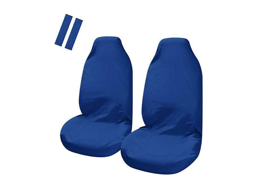 Universal Pulse Throwover Front Seat Covers - Bonus Seat Belt Buddies | Blue | Auzzi Store