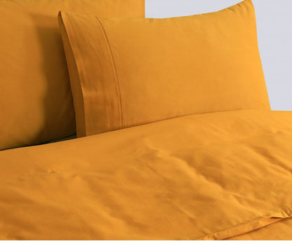 Elan Linen 100% Egyptian Cotton Vintage Washed 500TC Mustard King Single Quilt Cover Set