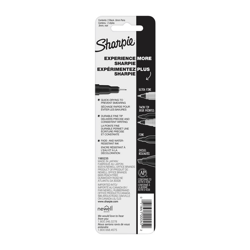 SHARPIE Pen Fine Black Pack 2 Box of 6