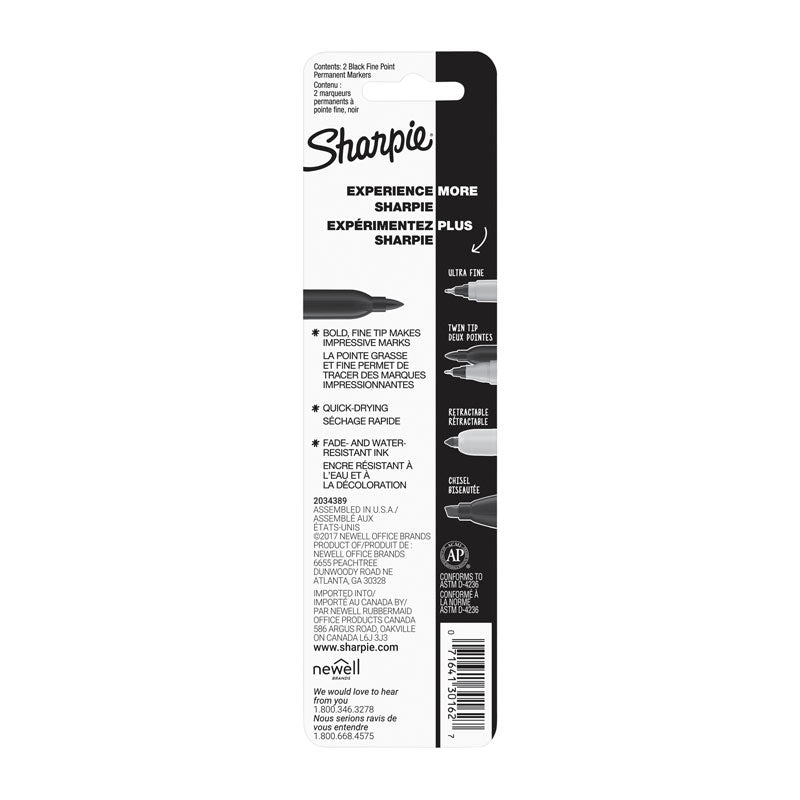 SHARPIE Permanent Marker Fine Point Black Pack 2 Box of 6