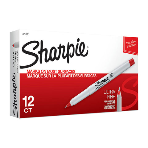 SHARPIE Ultra Fine Point Permanent Marker Red Box of 12 - Auzzistore
