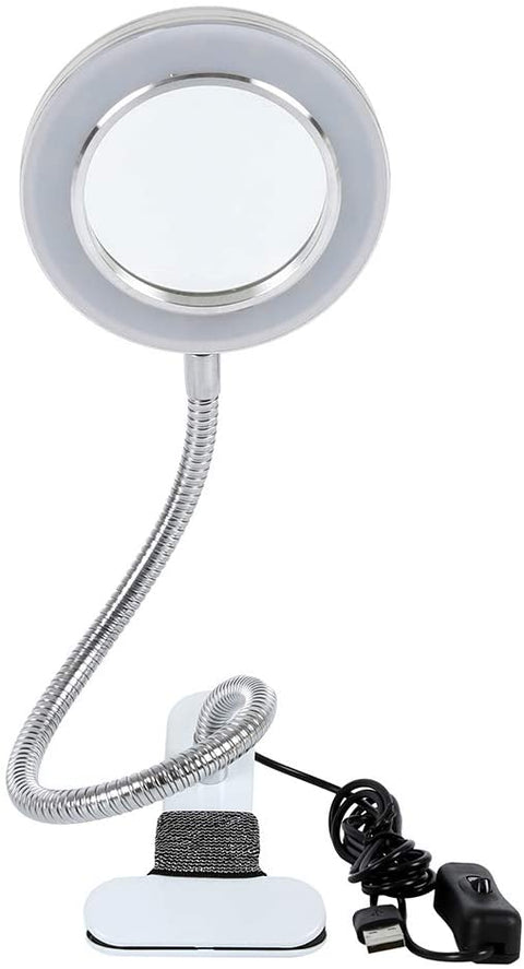 Lighting LED 8X Magnifying Lamp with Metal Clamp 360&deg; Flexible Gooseneck and USB Plug Design for Tattoo, Manicure and Reading - Auzzistore