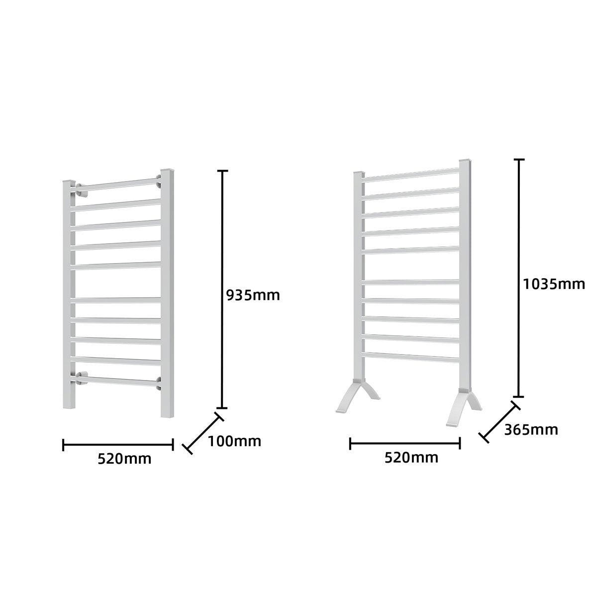 Pronti Heated Towel Rack With Timer Wall-mounted Freestanding Electric 160 Watts