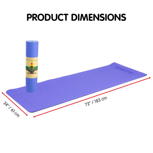 Powertrain TPE Yoga Exercise Mat Home Gym Pilates Fitness 8mm Thick in Light Purple – view 2