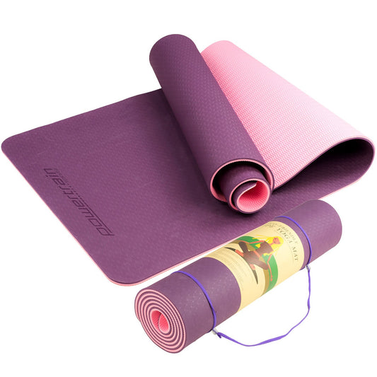 Powertrain TPE Yoga Exercise Mat Home Gym Pilates Fitness 8mm Thick in Dark Purple - Auzzistore