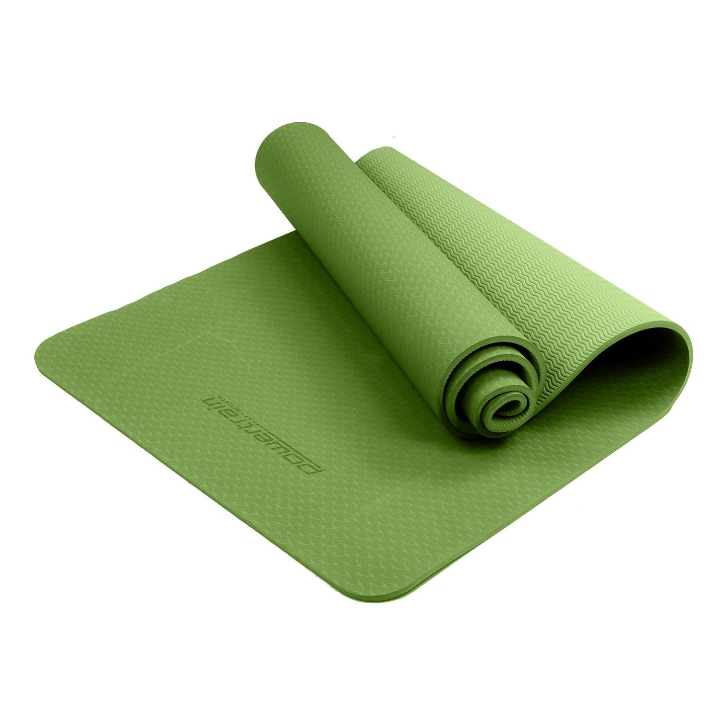 Powertrain Eco-friendly Dual Layer 6mm Yoga Mat | Olive | Non-slip Surface And Carry Strap For Ultimate Comfort And Portability