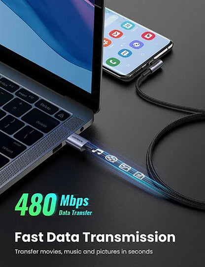 UGREEN 70255 USB-A to 90 Degree Angle USB-C Cable 3M