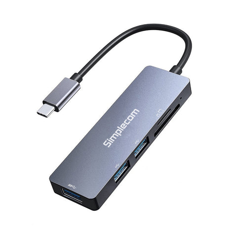 Simplecom CH255 USB-C 5-in-1 Multiport Adapter 3-Port USB-A Hub with SD MicroSD Card Reader - Auzzistore