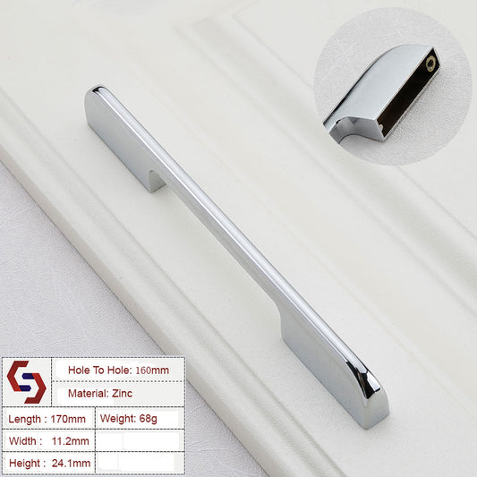 Zinc Kitchen Cabinet Handles Drawer Bar Handle Pull silver color hole to hole size 160mm - Auzzistore
