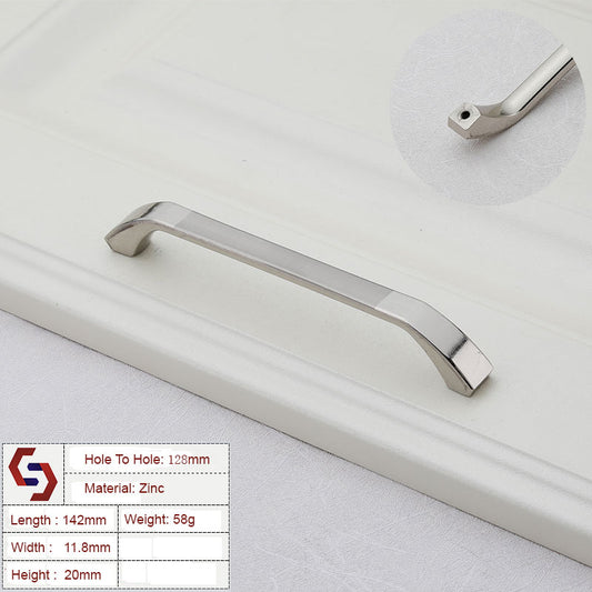 Zinc Kitchen Cabinet Handles Bar Drawer Handle Pull silver color hole to hole 128MM – view 2