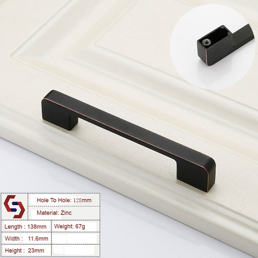 Zinc Kitchen Cabinet Handles Drawer Bar Handle Pull black+copper color hole to hole size 128mm - Auzzistore