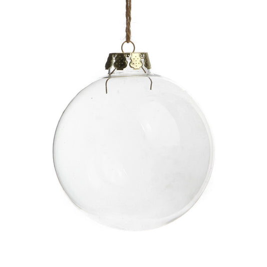 4 x Glass Bauble 6cm Diameter Round Clear with Silver Cap - table or tree centrepice personal memory theme craft gift - Auzzistore