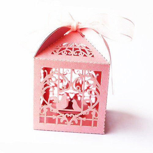 Pink Dove Baby Naming Ceremony Favor Boxes – 10 Pack