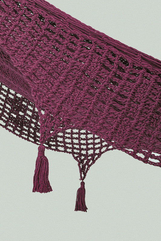 Mayan Legacy King Size Deluxe Outdoor Cotton Mexican Hammock in Maroon Colour