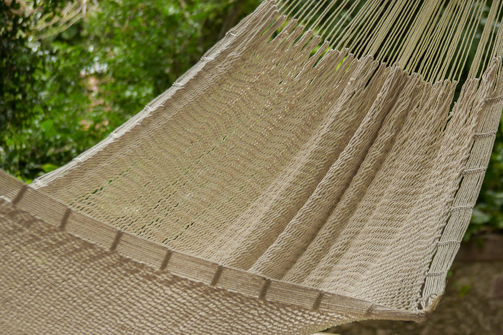 Mayan Legacy Jumbo Size Outdoor Cotton Mexican Hammock in Cream Colour