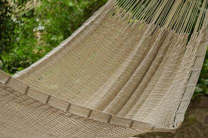 Mayan Legacy Queen Size Outdoor Cotton Mexican Hammock in Cream Colour