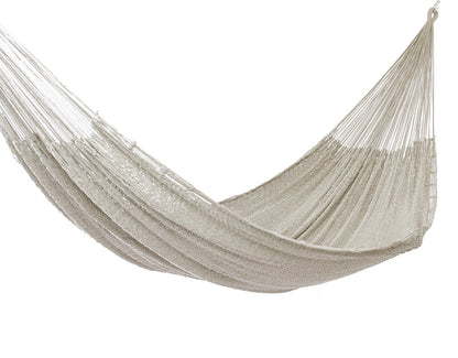 Mayan Legacy Queen Size Outdoor Cotton Mexican Hammock in Cream Colour