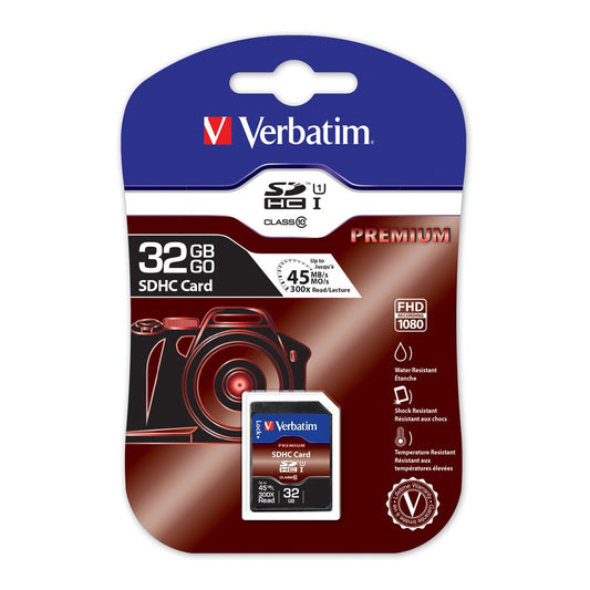 VERBATIM SDHC 32GB (Class 10) Up to 45MB/Sec 300X read speed | Auzzi Store