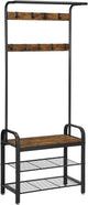 Vintage Coat Rack Shoe Bench, Wood Look Accent Furniture and Metal Frame | Auzzi Store
