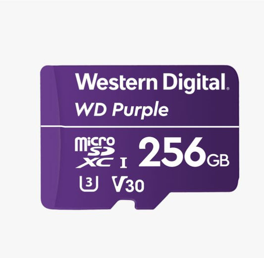 WESTERN DIGITAL Digital WD Purple 256GB MicroSDXC Card 24/7 -25°C to 85°C Weather & Humidity Resistant for Surveillance IP Cameras mDVRs NVR Dash Cams Drones | Auzzi Store