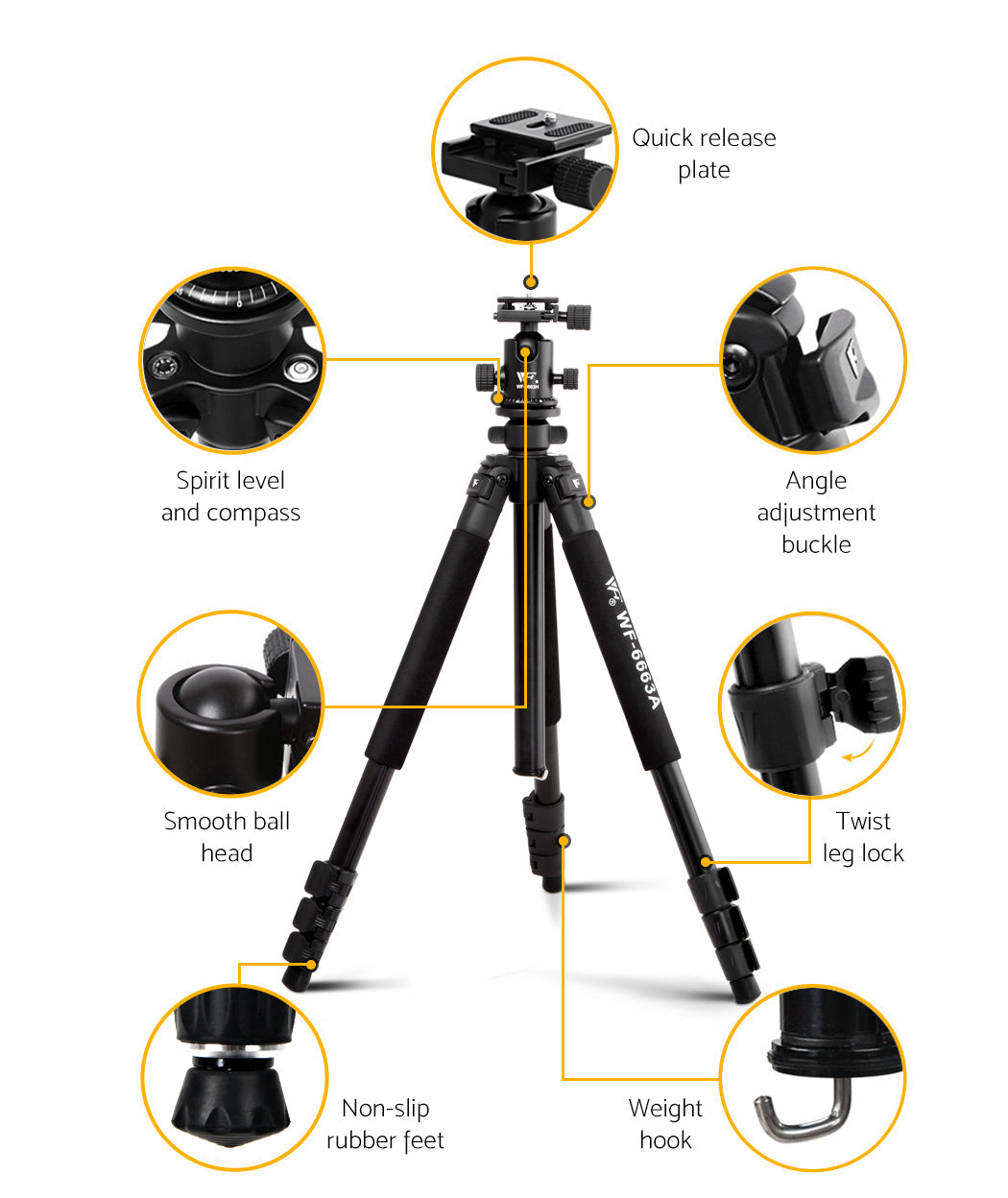 Weifeng 173cm Professional Ball Head Tripod Digital Camera | Auzzi Store