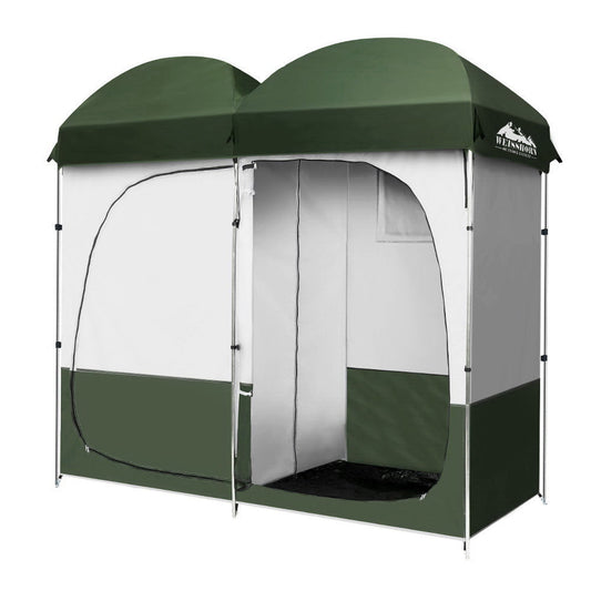 Weisshorn Double Camping Shower Toilet Tent Outdoor Portable Change Room Green | Auzzi Store