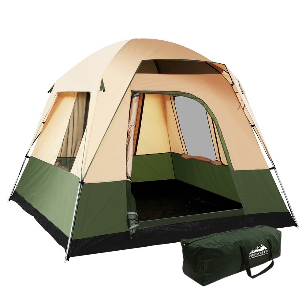 Weisshorn Family Camping Tent 4 Person Hiking Beach Tents Canvas Ripstop Green | Auzzi Store