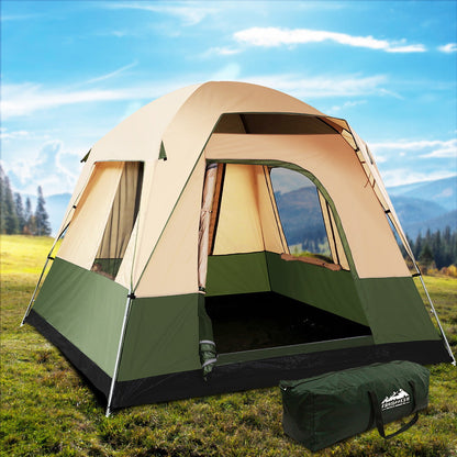 Weisshorn Family Camping Tent 4 Person Hiking Beach Tents Canvas Ripstop Green | Auzzi Store