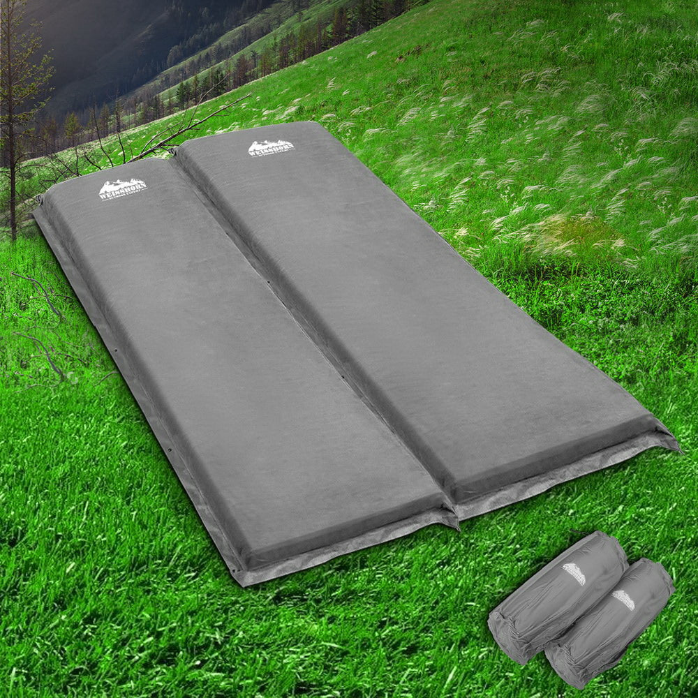 Weisshorn Self Inflating Mattress Camping Sleeping Mat Air Bed Pad Double Grey 10CM Thick | Auzzi Store