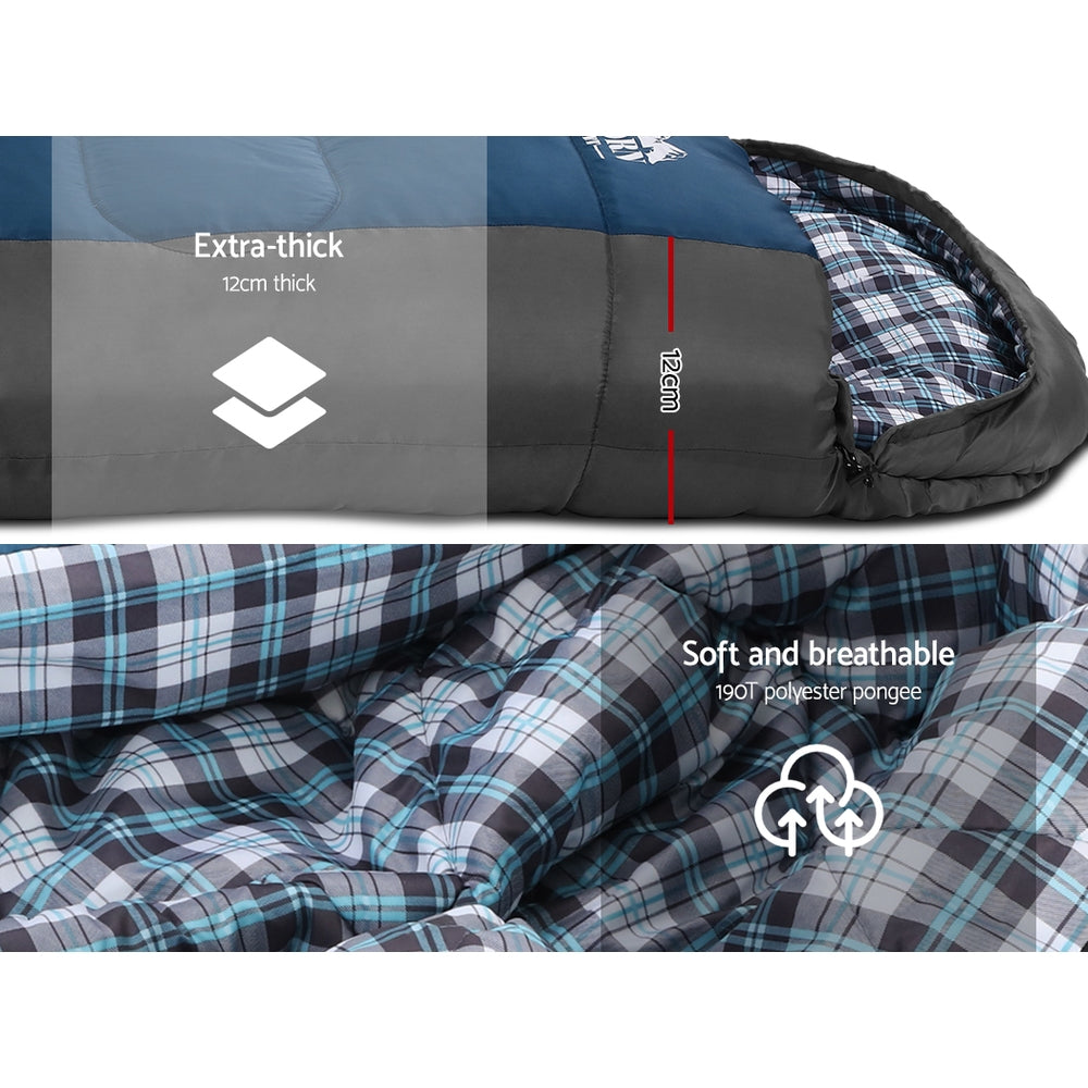 Weisshorn Sleeping Bag Bags Single Camping Hiking -20°C to 10°C Tent Winter Thermal Navy | Auzzi Store