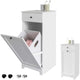 White Bathroom Cabinet with Laundry Basket and Drawer | Auzzi Store