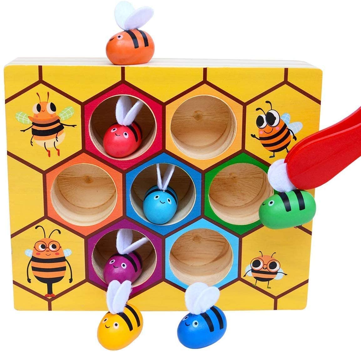 Wooden Bee Toddler Fine Motor Skill Toy - (Montessori Wooden Puzzle Early Learning Preschool Educational Kids) | Auzzi Store